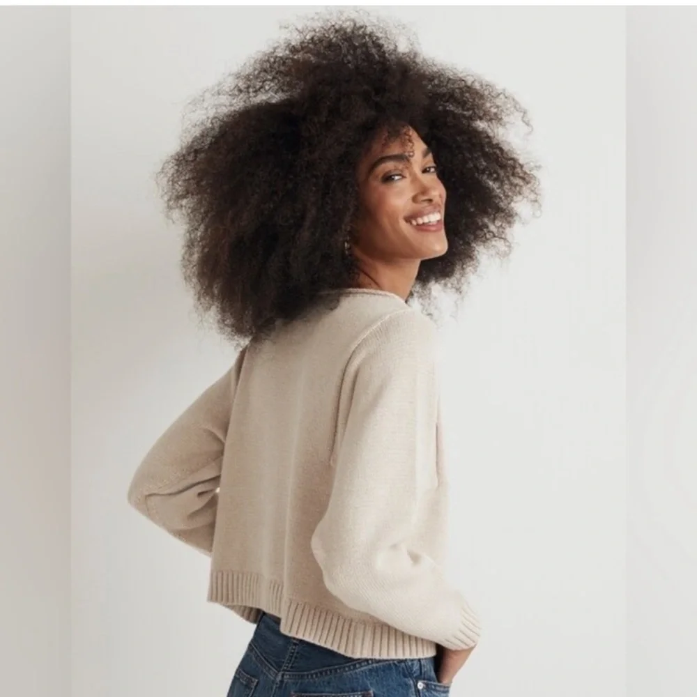 Madewell Rolled Neck Pullover Knit Sweater in Oatmeal Neutral - Picture 2 of 11